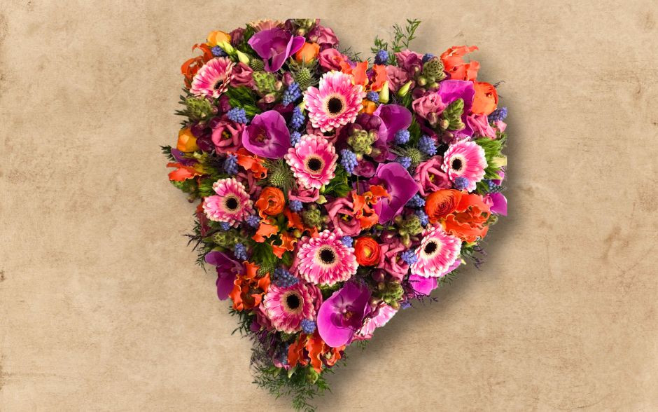 Roze hart rouwwerk